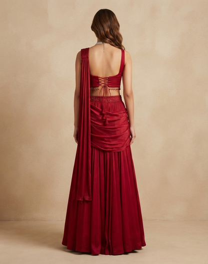 Scarlet Reverie Draped Set