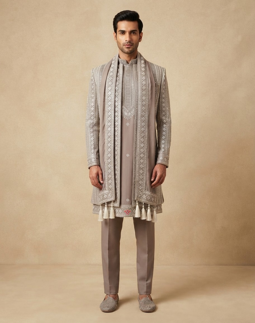 Imperial Motif | Thread Embroidered Men's Indo-Western Jacket Set