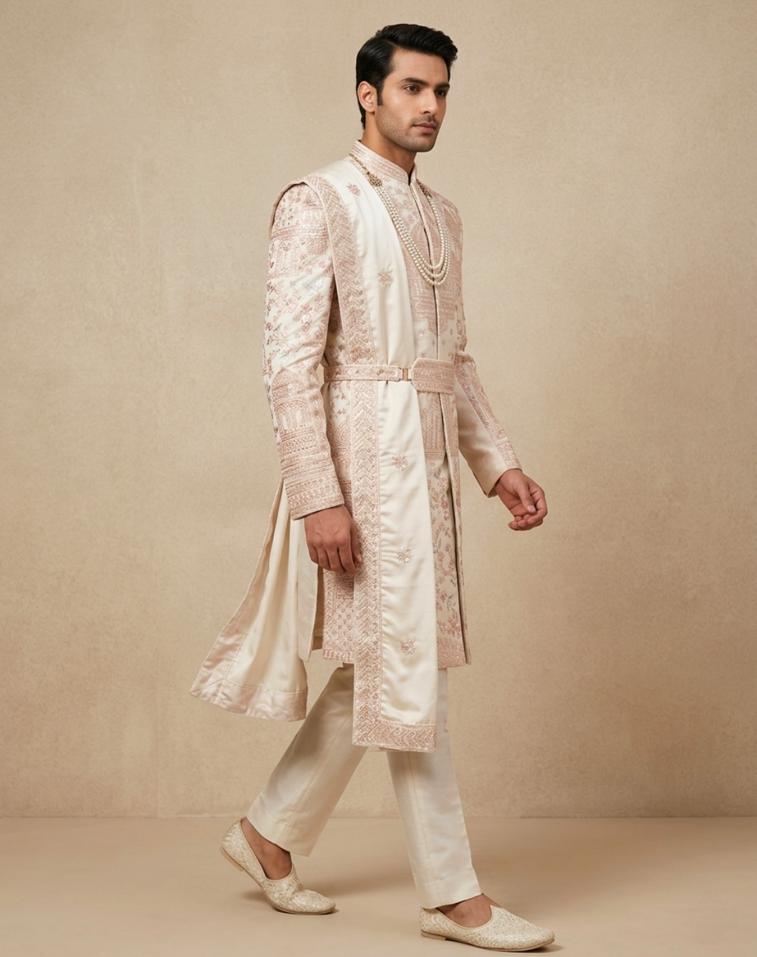 Royal Heritage | Ivory Bamber Silk Sherwani Set