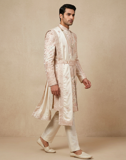 Royal Heritage | Ivory Bamber Silk Sherwani Set