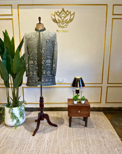 Royal Elephant Motif Velvet Indo-Western Set with Ombre Embroidery