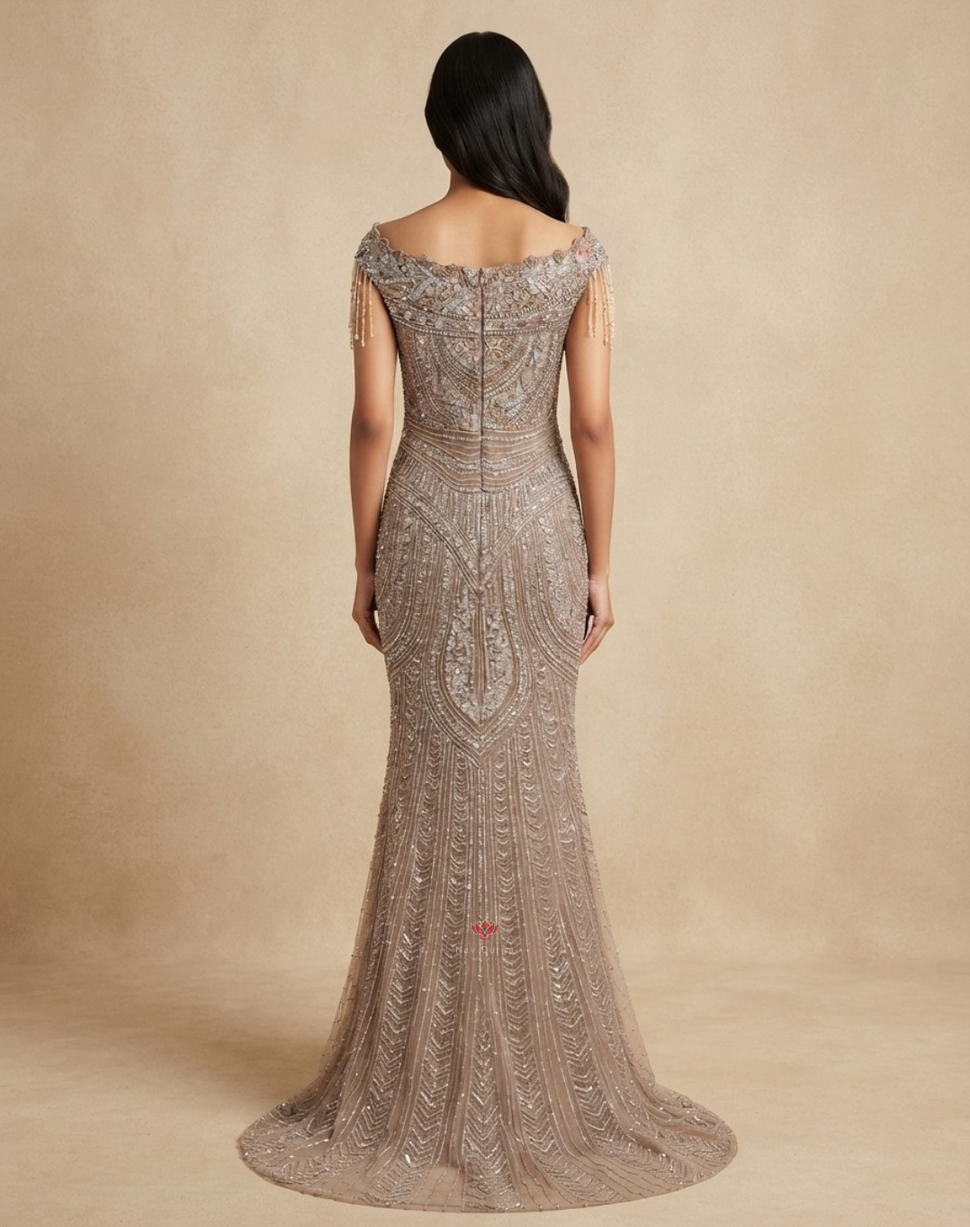 Starlit Taupe | Cutdana & Sequin Embellished Mermaid Gown