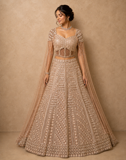Celestial Heirloom | Cutdana, Sequin & Pearl Embellished Lehenga