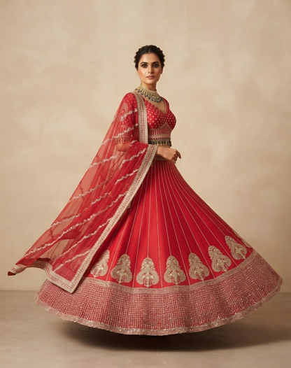 Riwaayat Rouge | Zari & Sequin Embroidered Bridal Lehenga