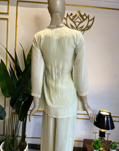 Pistachio Bloom Chinon Indo-Western Set