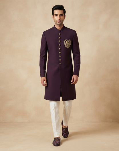 Regal Crest | Zari & Cutdana Embroidered Silk Sherwani