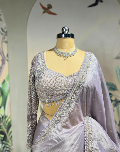 Mauve Rose Cutdana Drape Saree