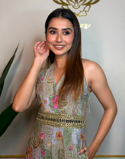 Botanical Bloom | Embroidered Crepe Jumpsuit