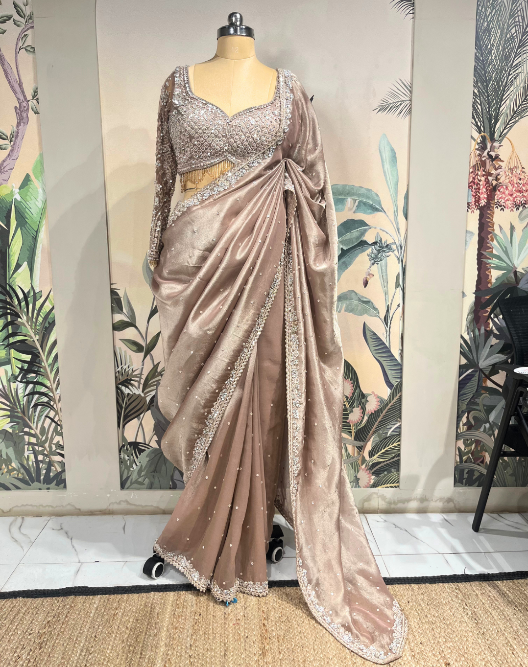 Mauve Rose Cutdana Drape Saree