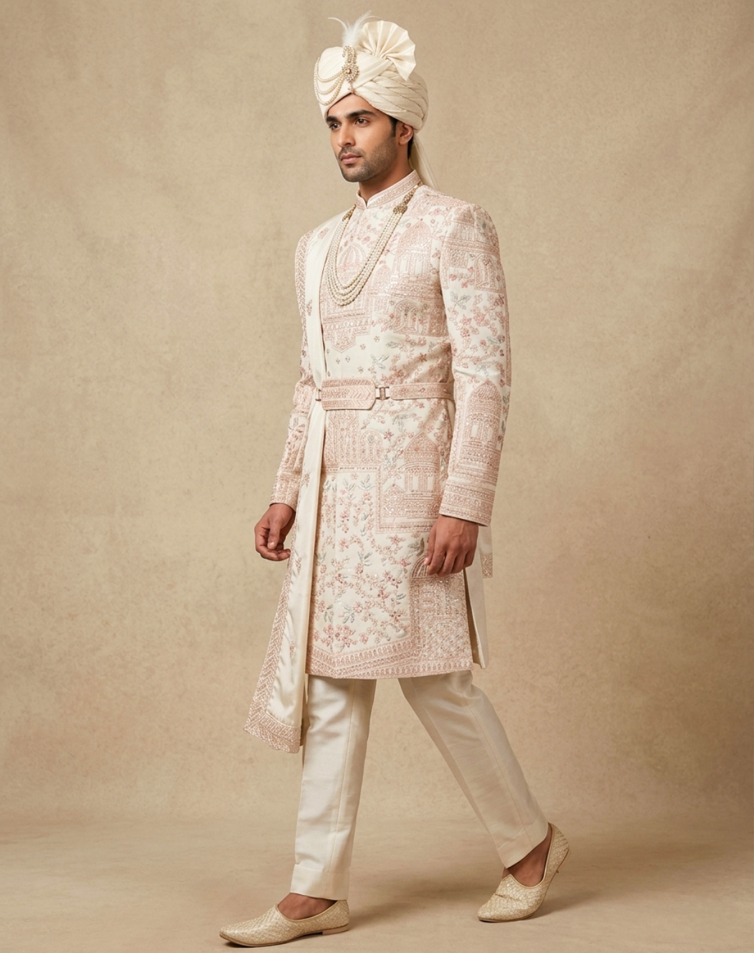 Royal Heritage | Ivory Bamber Silk Sherwani Set