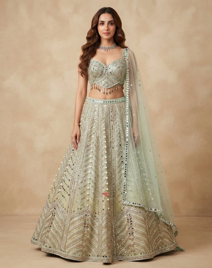 Chevron Charm | Zari & Sequin Embellished Lehenga