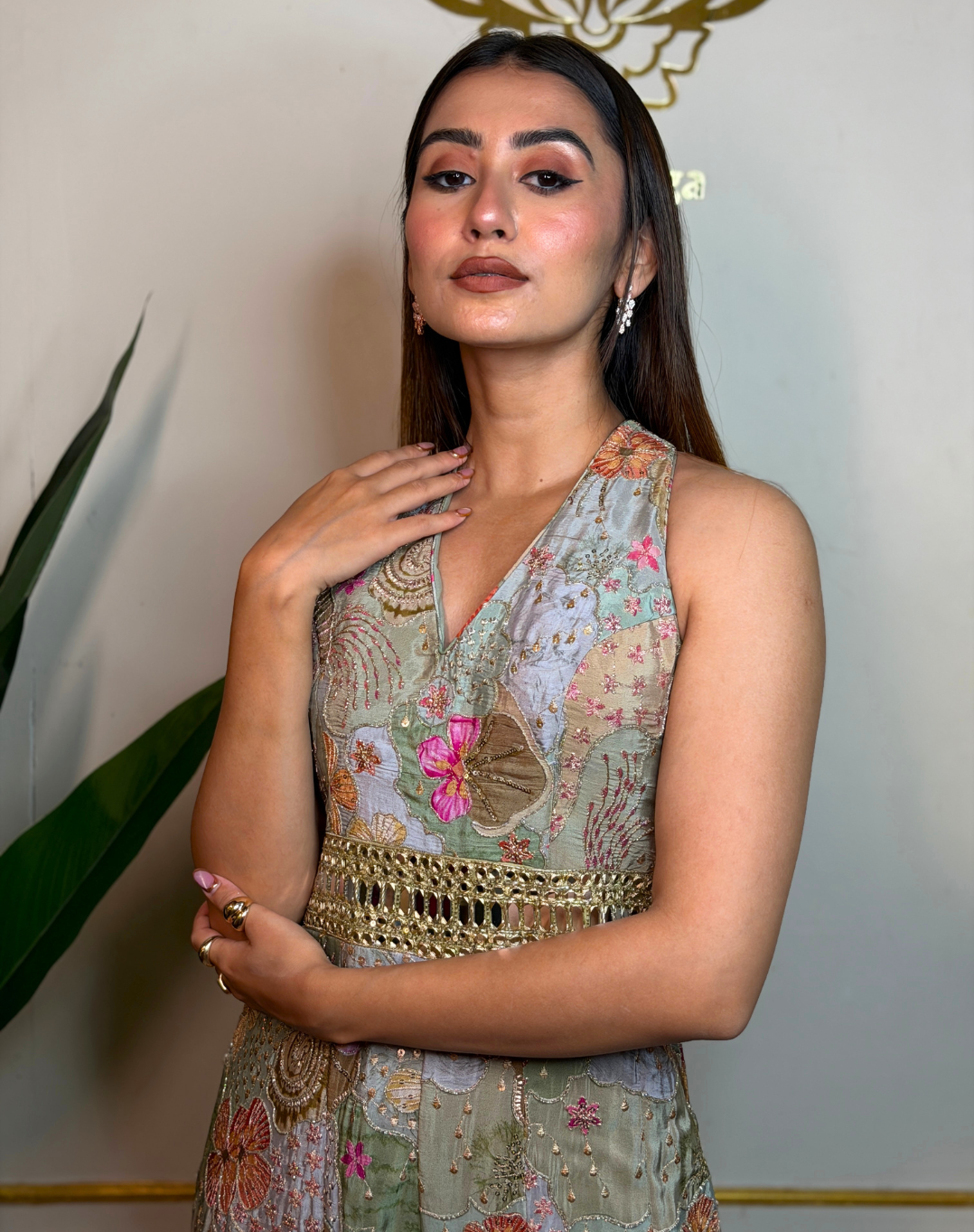 Botanical Bloom | Embroidered Crepe Jumpsuit