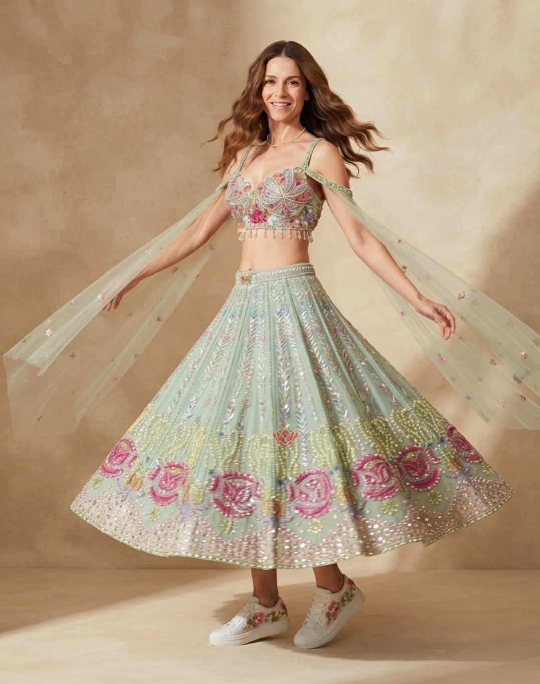 Garden Reverie | 3D Floral & Sequin Embellished Lehenga