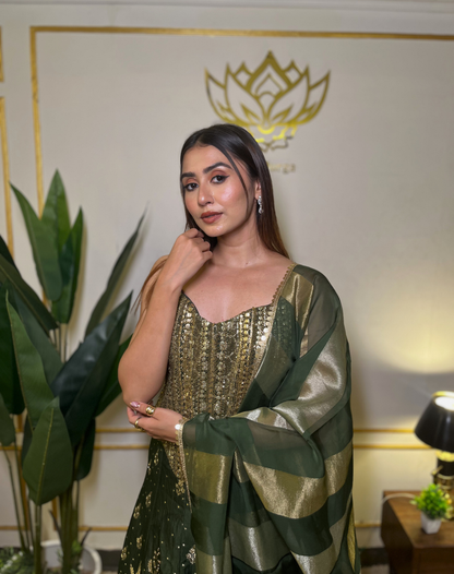 Emerald Zardosi Corset Lehenga Set