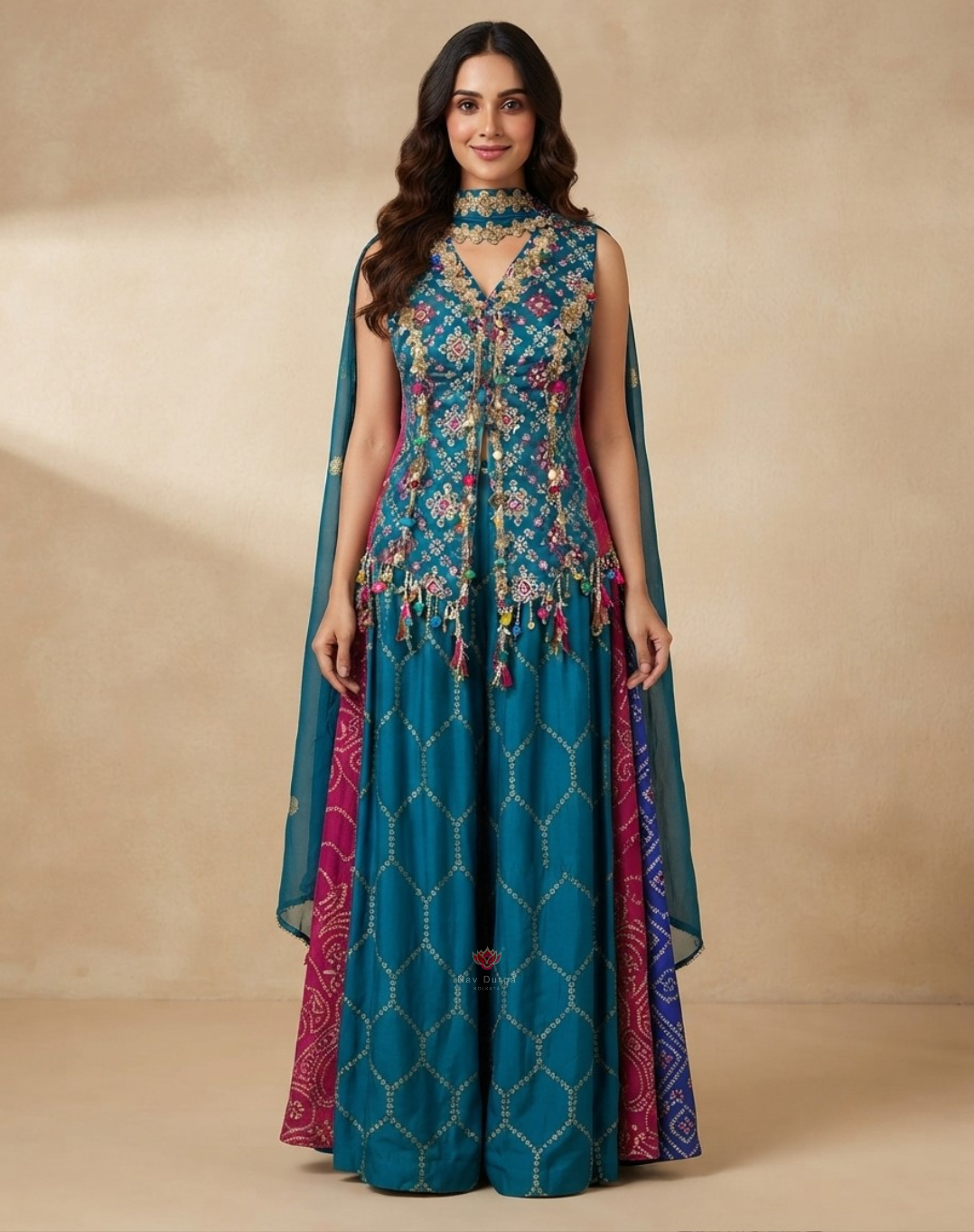 Rangrez Riwaayat | Zari & Mirror Work Printed Banarasi Indo-Western Set