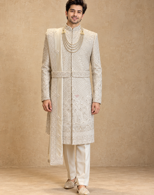 Royal Heirloom | Intricate Thread, Sequin & Zari Embroidered Sherwani