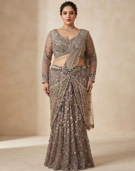 Silver Mist Draped Ensemble