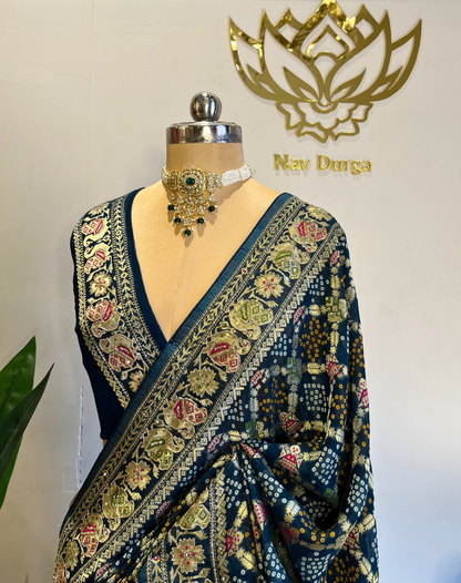 Forest Zari & Cutdana Georgette Saree