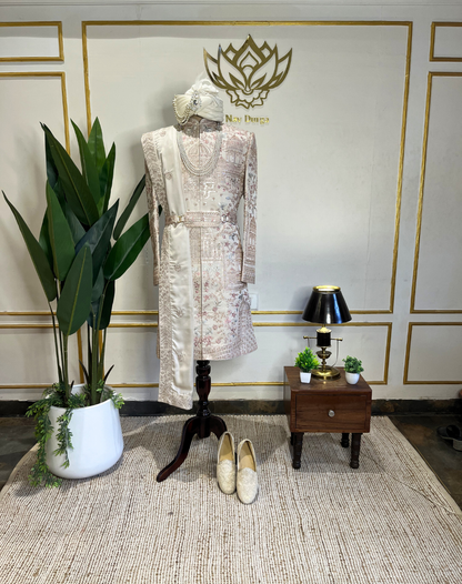 Royal Heritage | Ivory Bamber Silk Sherwani Set