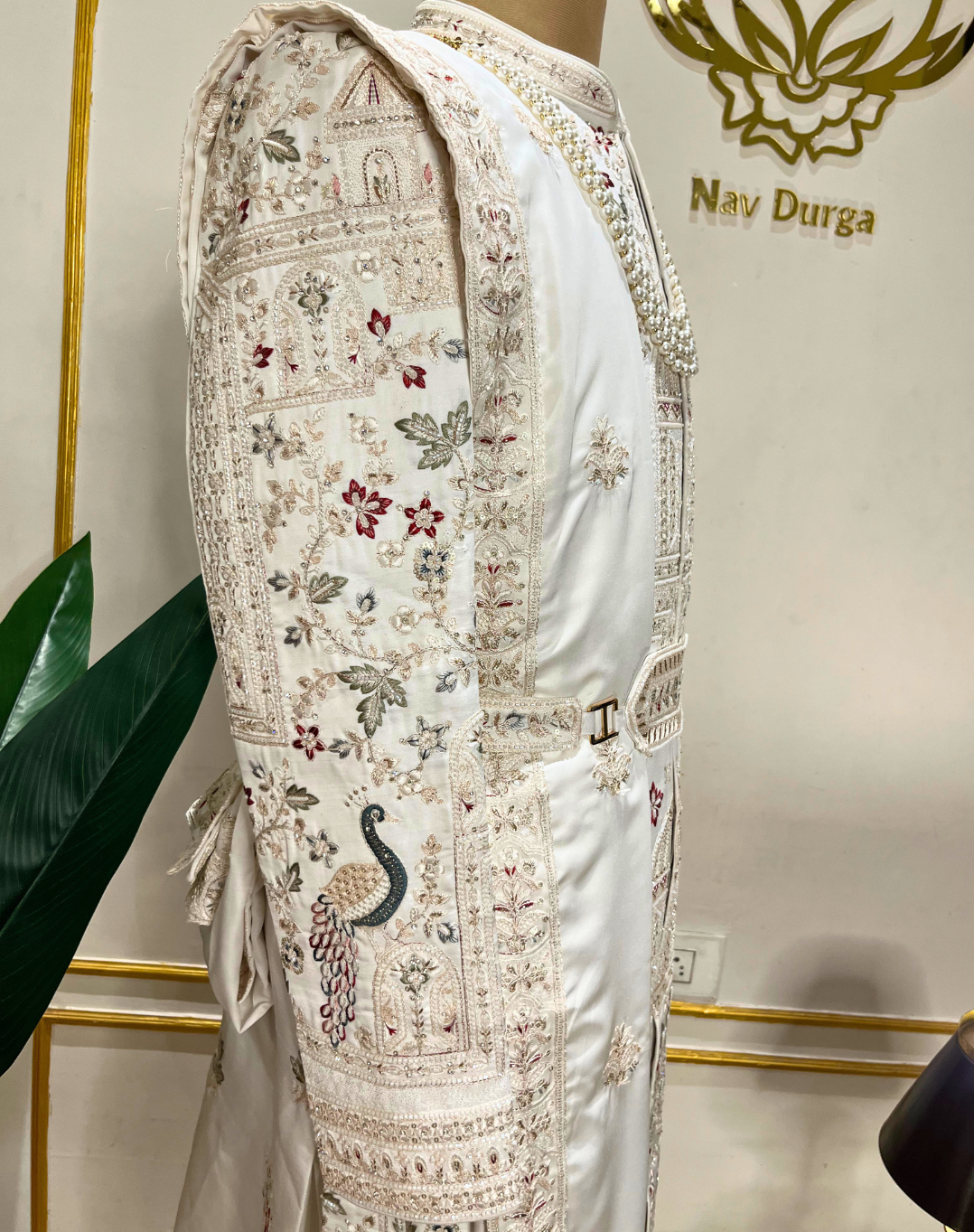 Ivory Heritage Hand-Embroidered Bamber Silk Sherwani Set