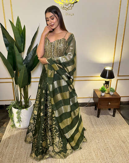 Emerald Zardosi Corset Lehenga Set