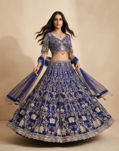 Royal Reverie | Zari & Stone Embellished Bamber Silk Lehenga