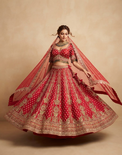 Laalika | Zari & Sequin Embroidered Bridal Lehenga