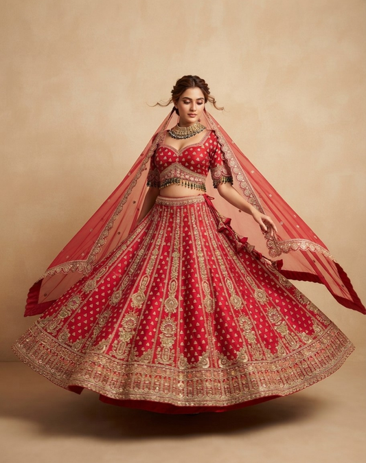 Laalika | Zari & Sequin Embroidered Bridal Lehenga