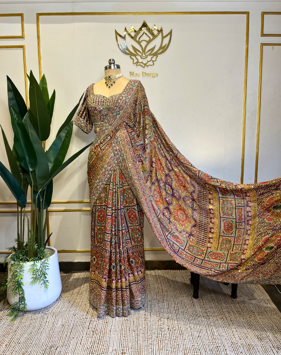 Regal Dabka & Zardosi Tissue Saree with Heritage Mosaic Embroidery