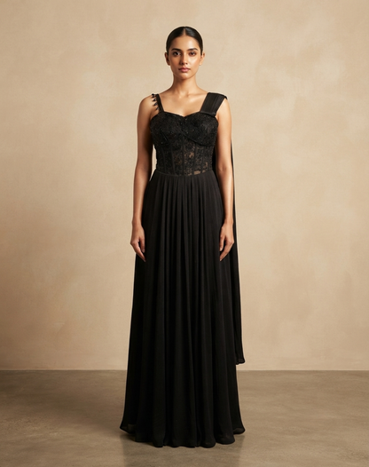 Midnight Muse Draped Skirt Set