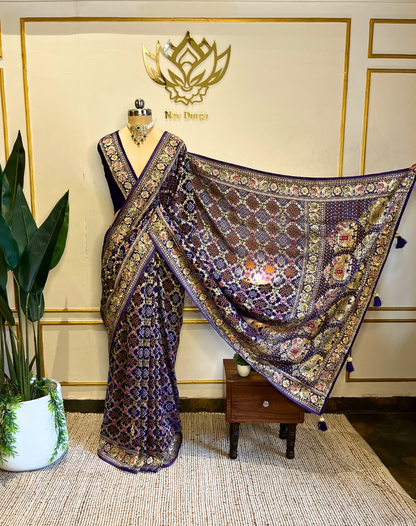 Forest Zari & Cutdana Georgette Saree