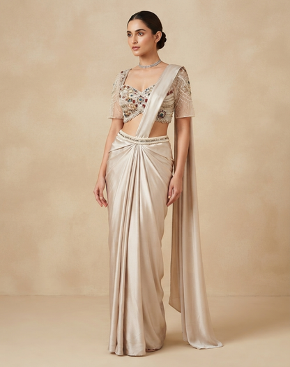 Ivory Prism Drape Saree