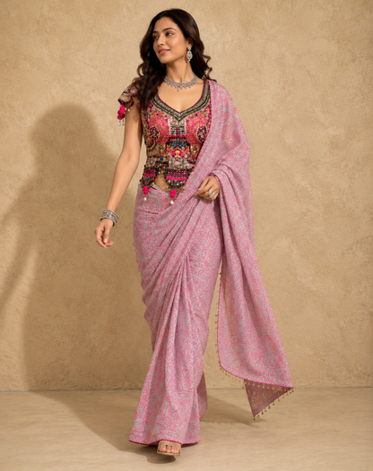 Gulabari Mosaic Embellished Saree
