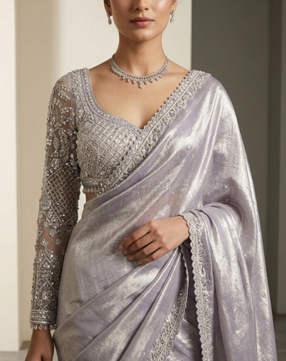 Mauve Rose Cutdana Drape Saree