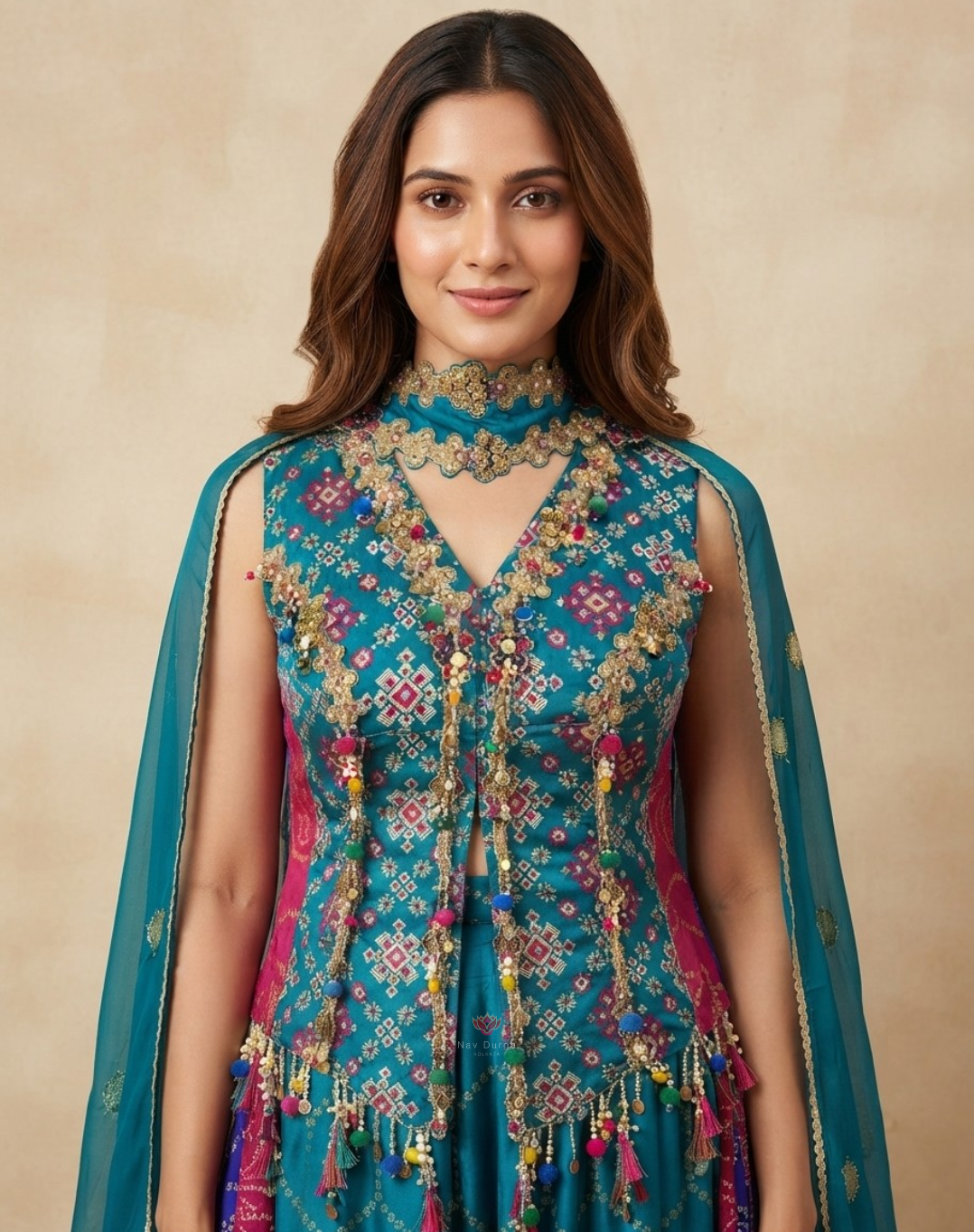 Rangrez Riwaayat | Zari & Mirror Work Printed Banarasi Indo-Western Set