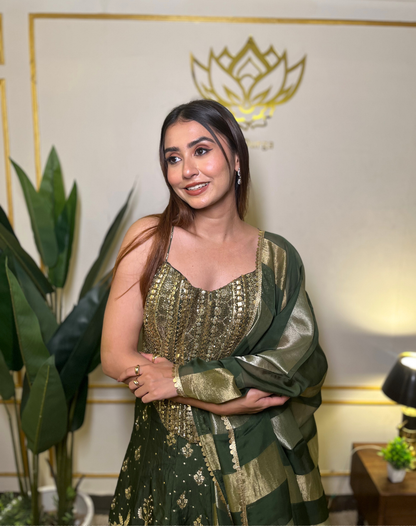 Emerald Zardosi Corset Lehenga Set