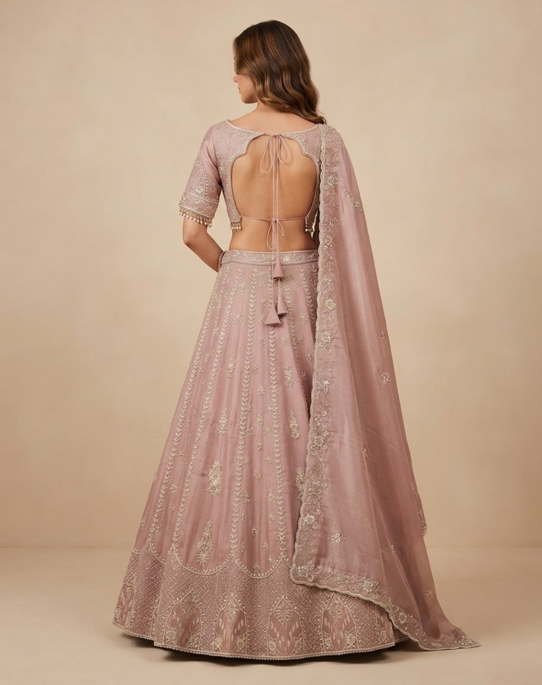 Blush Heritage | Zari & Crystal Embellished Lehenga