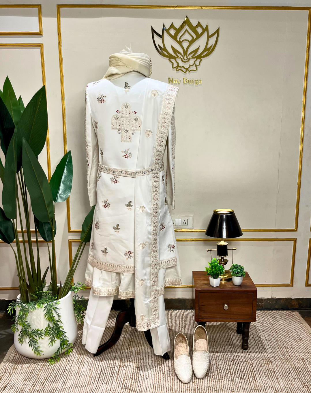 Ivory Heritage Hand-Embroidered Bamber Silk Sherwani Set