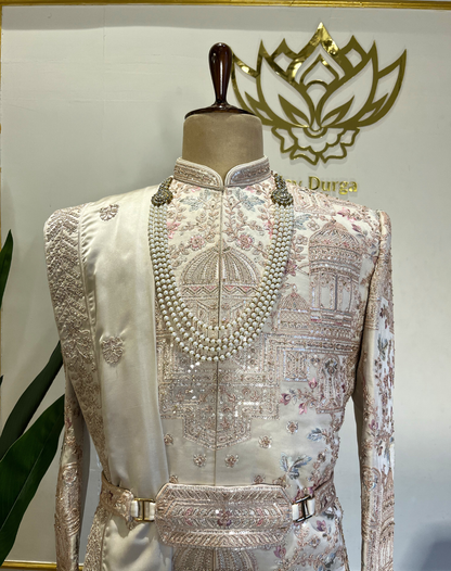 Royal Heritage | Ivory Bamber Silk Sherwani Set