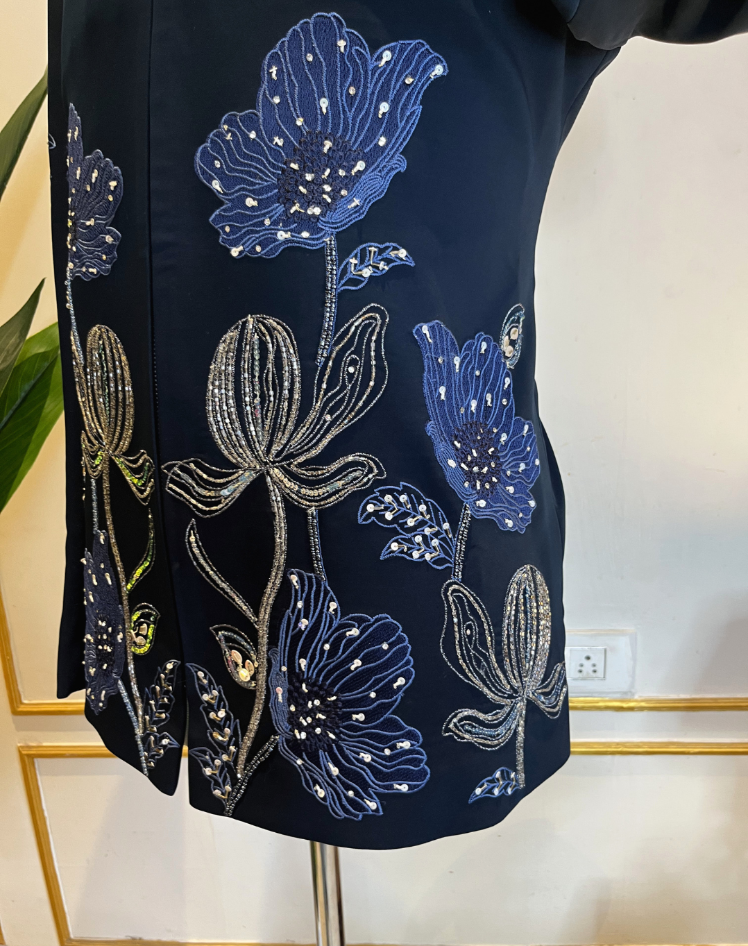 Midnight Bloom Embroidered Bandhgala Set