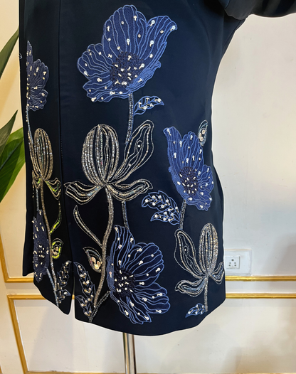 Midnight Bloom Embroidered Bandhgala Set