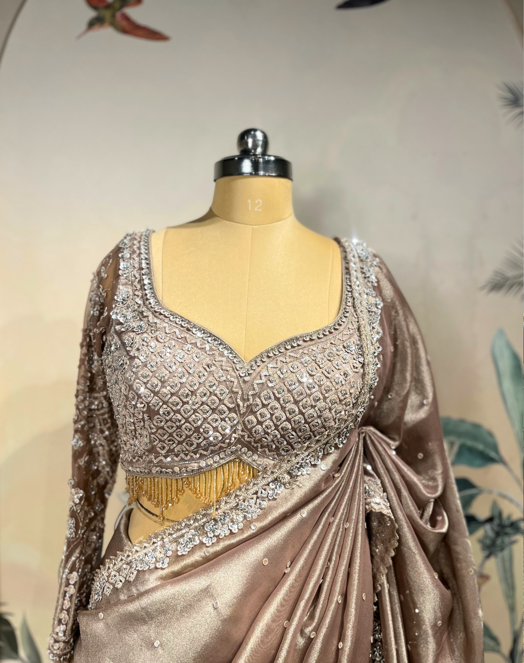 Mauve Rose Cutdana Drape Saree
