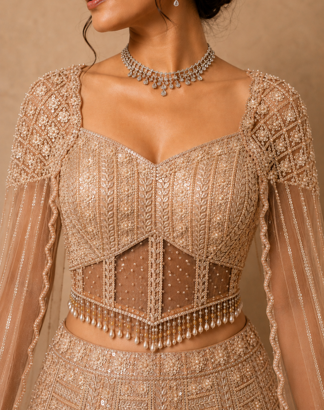 Celestial Heirloom | Cutdana, Sequin & Pearl Embellished Lehenga