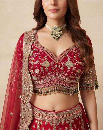 Riwaayat Royale | Zari, Sequin & Thread Embroidered Bridal Lehenga