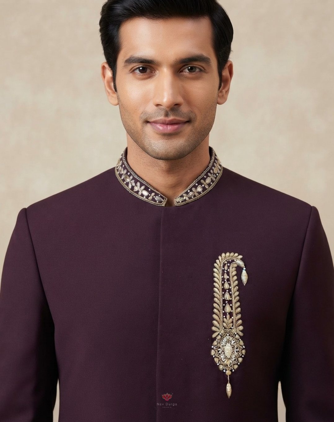 Midnight Crest | Zari & Thread Embroidered Men's Bandhgala Set