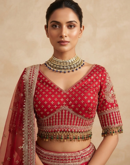 Riwaayat Rouge | Zari & Sequin Embroidered Bridal Lehenga