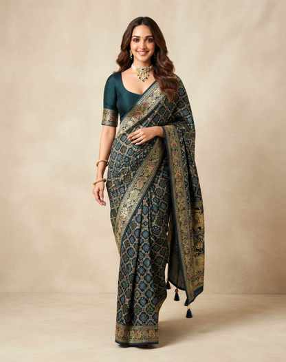 Forest Zari & Cutdana Georgette Saree