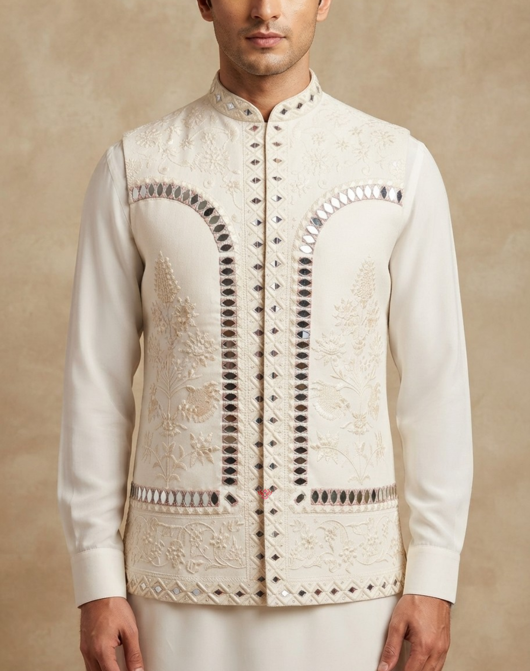 Regal Mosaic | Mirror & Thread Embroidered Men's Indo-Western Set
