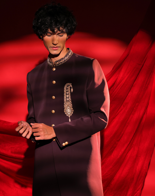 Vintage Wine Sherwani