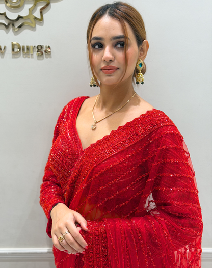 Crimson Royale Saree Edit